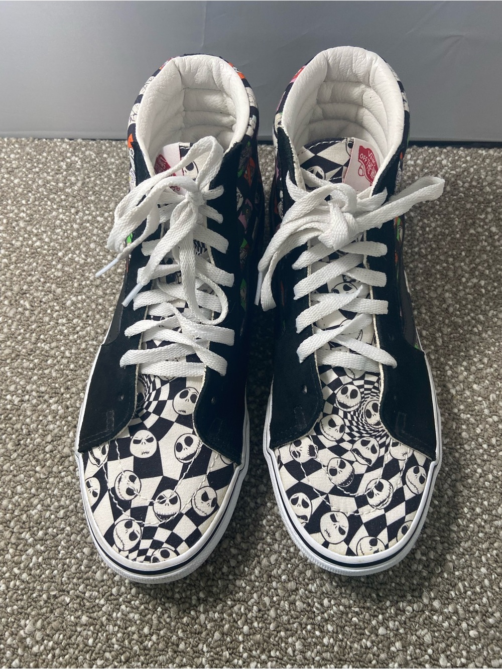 Vans Custom designed Nightmare Before Christmas High-Top Checker Sneakers .